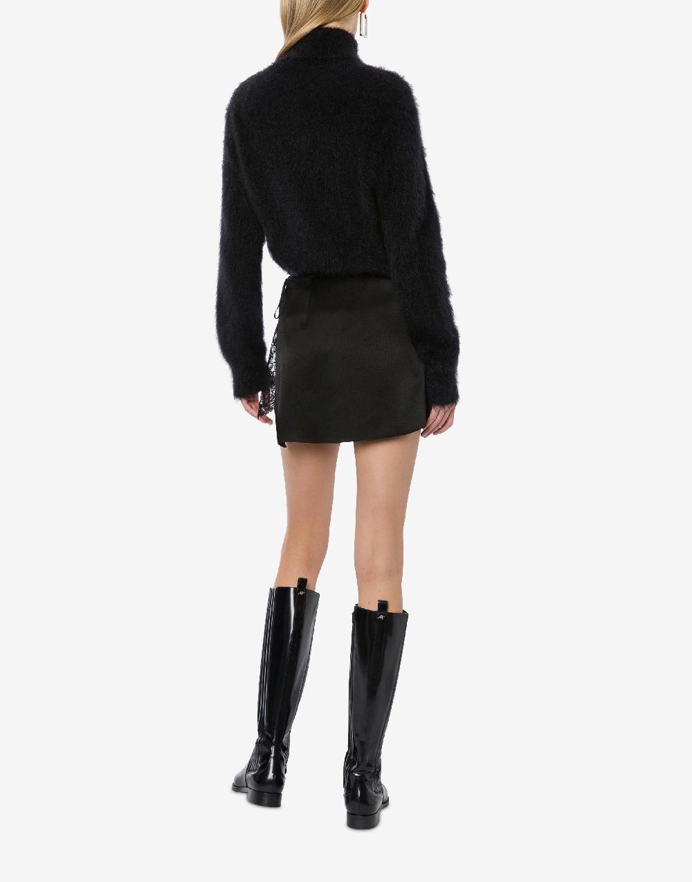 Alberta Ferretti Minigonna in raso con pizzo Nuova