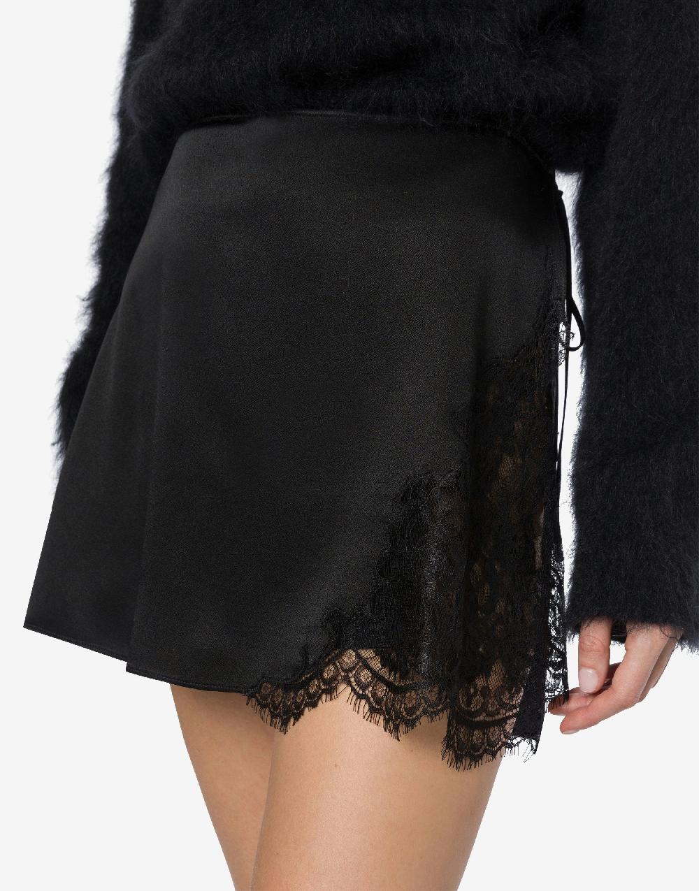 Alberta Ferretti Minigonna in raso con pizzo Nuova