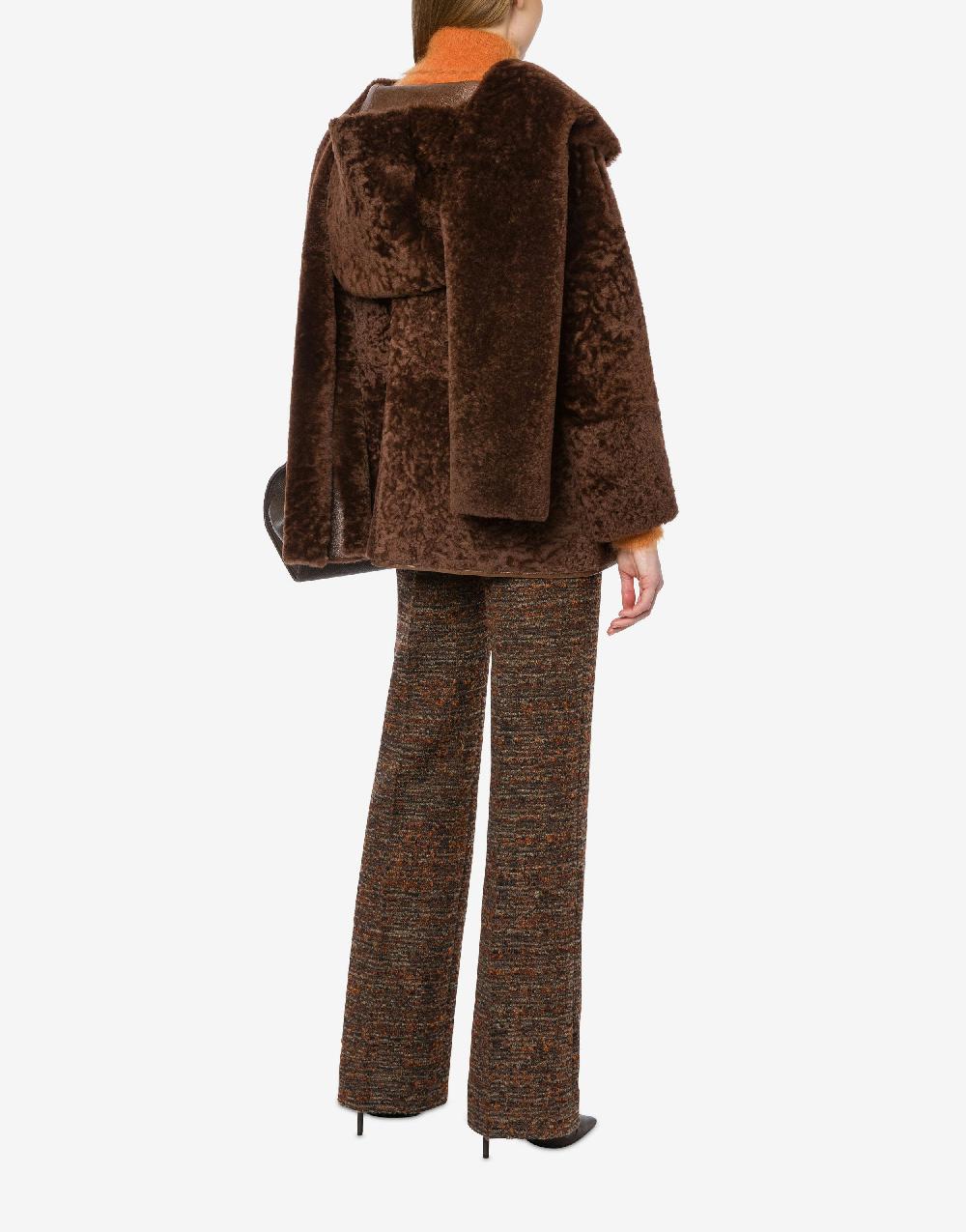 Alberta Ferretti Montone reversibile in shearling lucido con sciarpa Italy