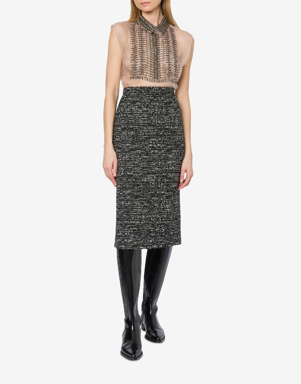 Alberta Ferretti Gonna midi in tweed bottonato Acquista Ora