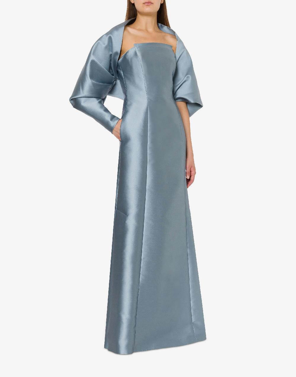 Alberta Ferretti Abito lungo in mikado con coprispalle Prezzo Ridotto
