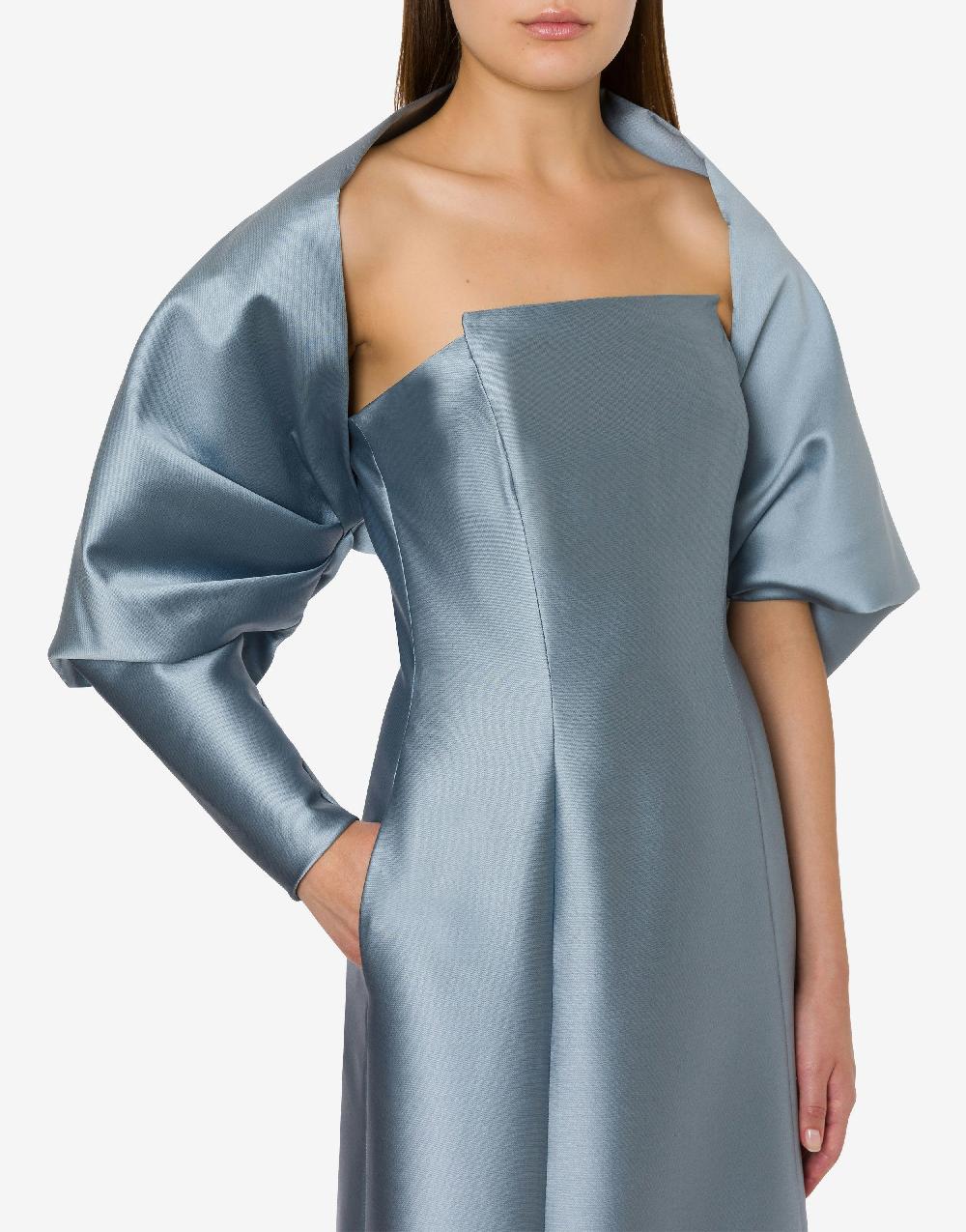 Alberta Ferretti Abito lungo in mikado con coprispalle Prezzo Ridotto