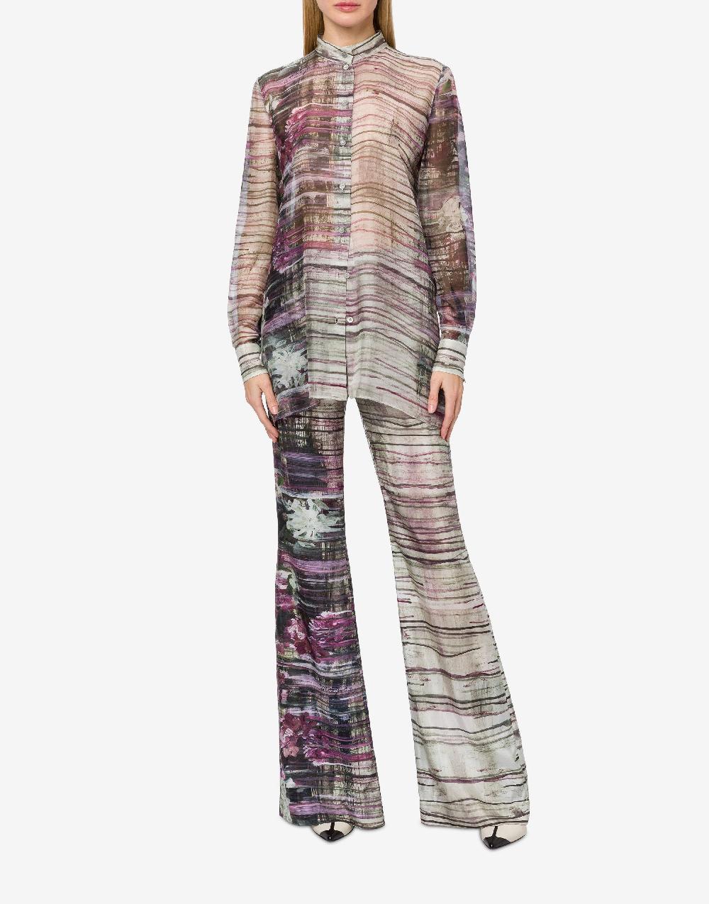 Alberta Ferretti Camicia in chiffon con stampa Dripping Roses Sottocosto