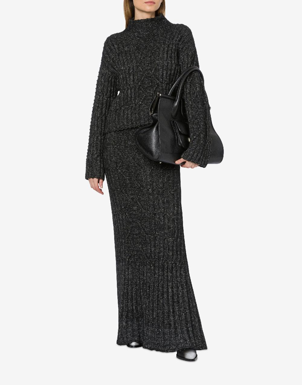 Alberta Ferretti Gonna lunga in fettuccia di lana cotone Sconto
