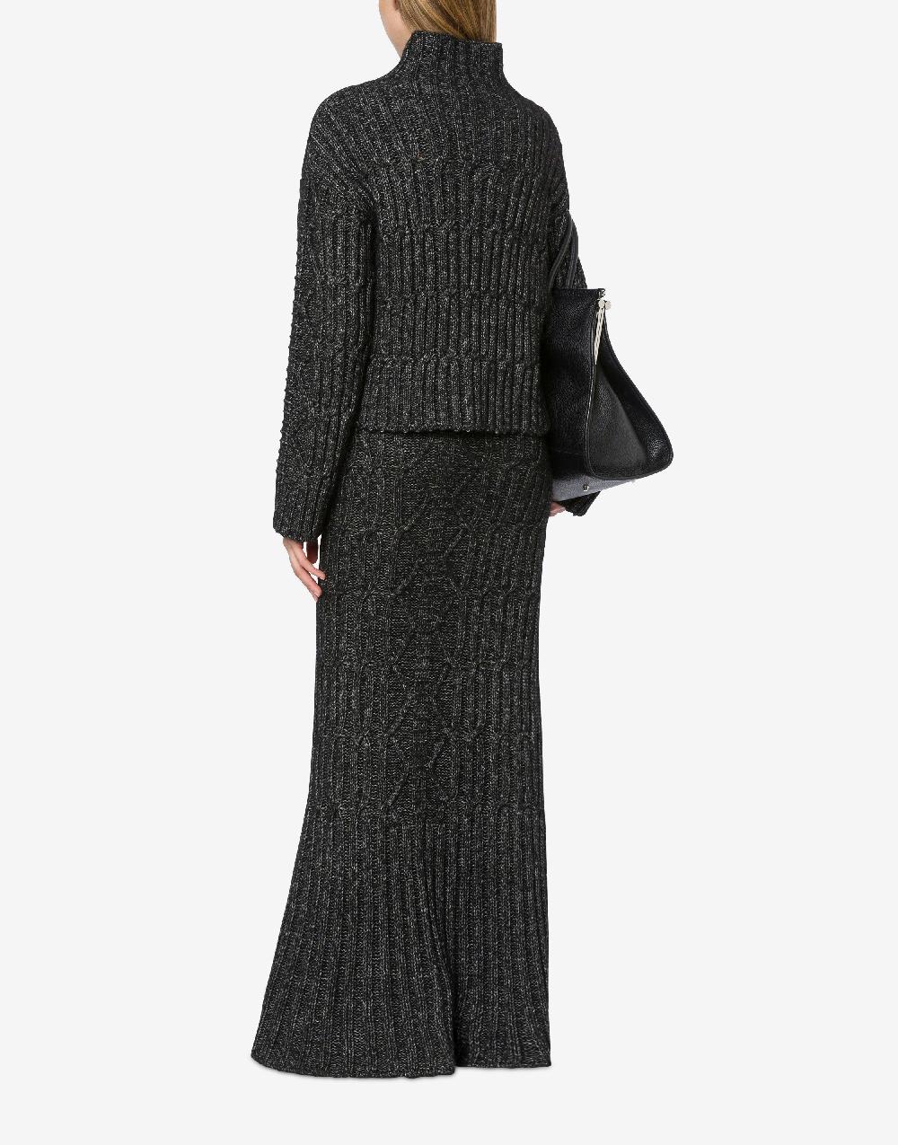 Alberta Ferretti Gonna lunga in fettuccia di lana cotone Sconto