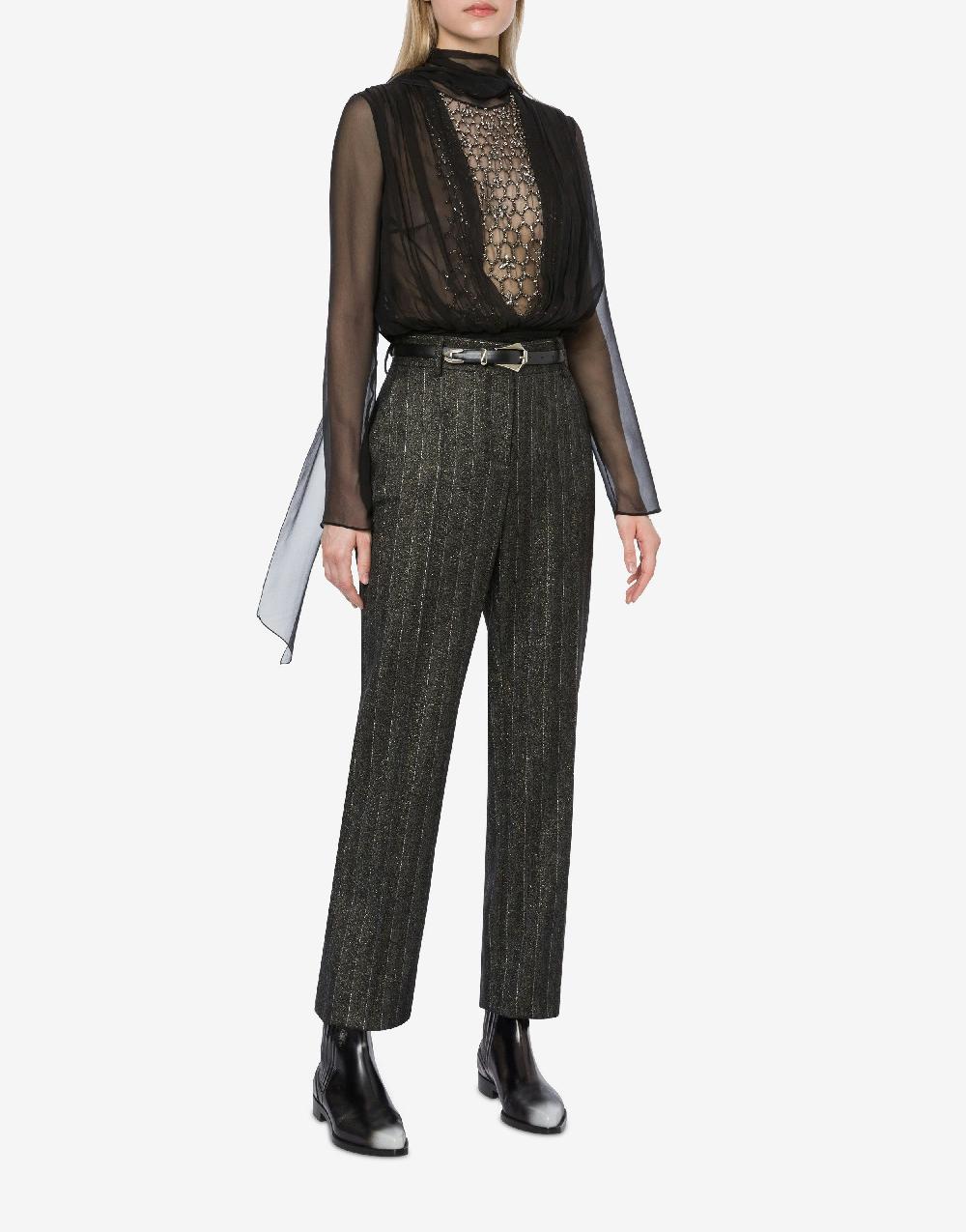 Alberta Ferretti Pantalone in gessato lurex Offerta