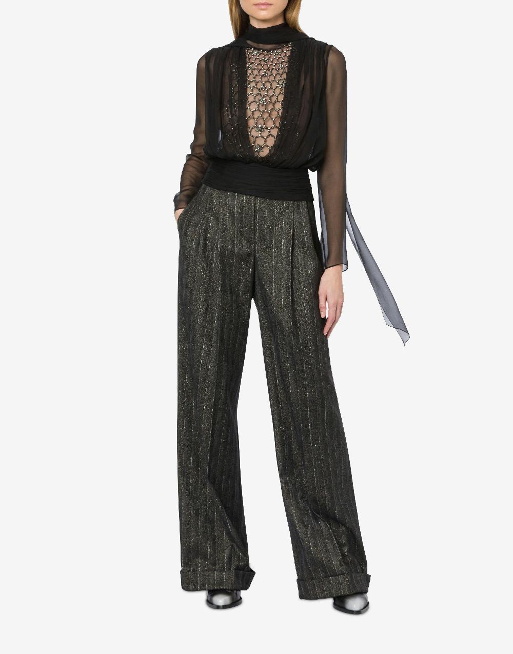 Alberta Ferretti Pantalone in gessato lurex Economico