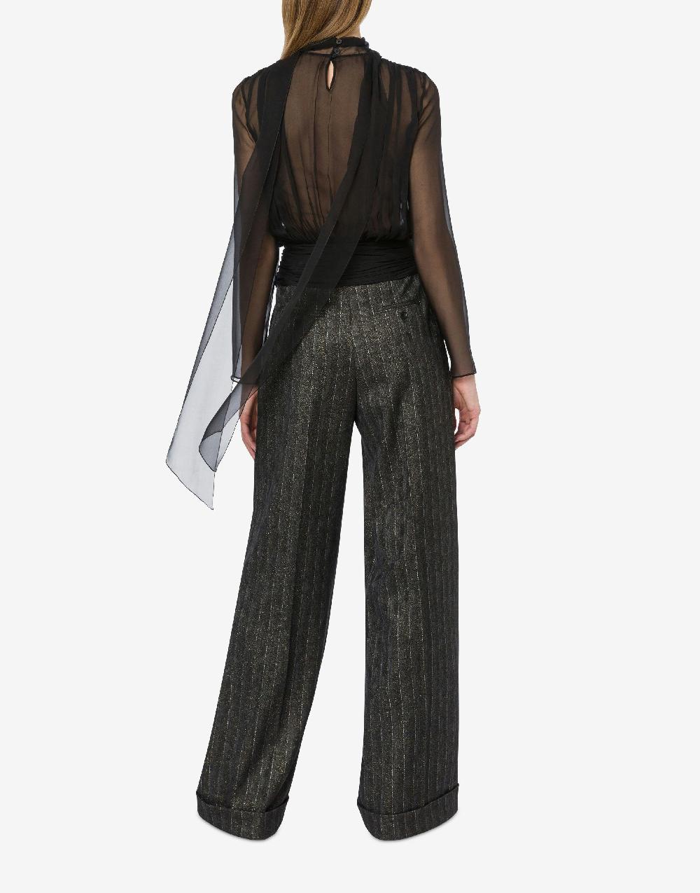 Alberta Ferretti Pantalone in gessato lurex Economico