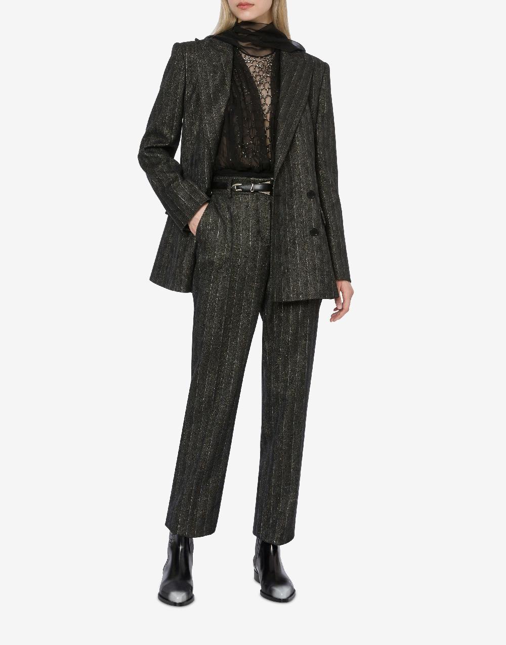 Alberta Ferretti Giacca doppiopetto in gessato lurex In Vendita