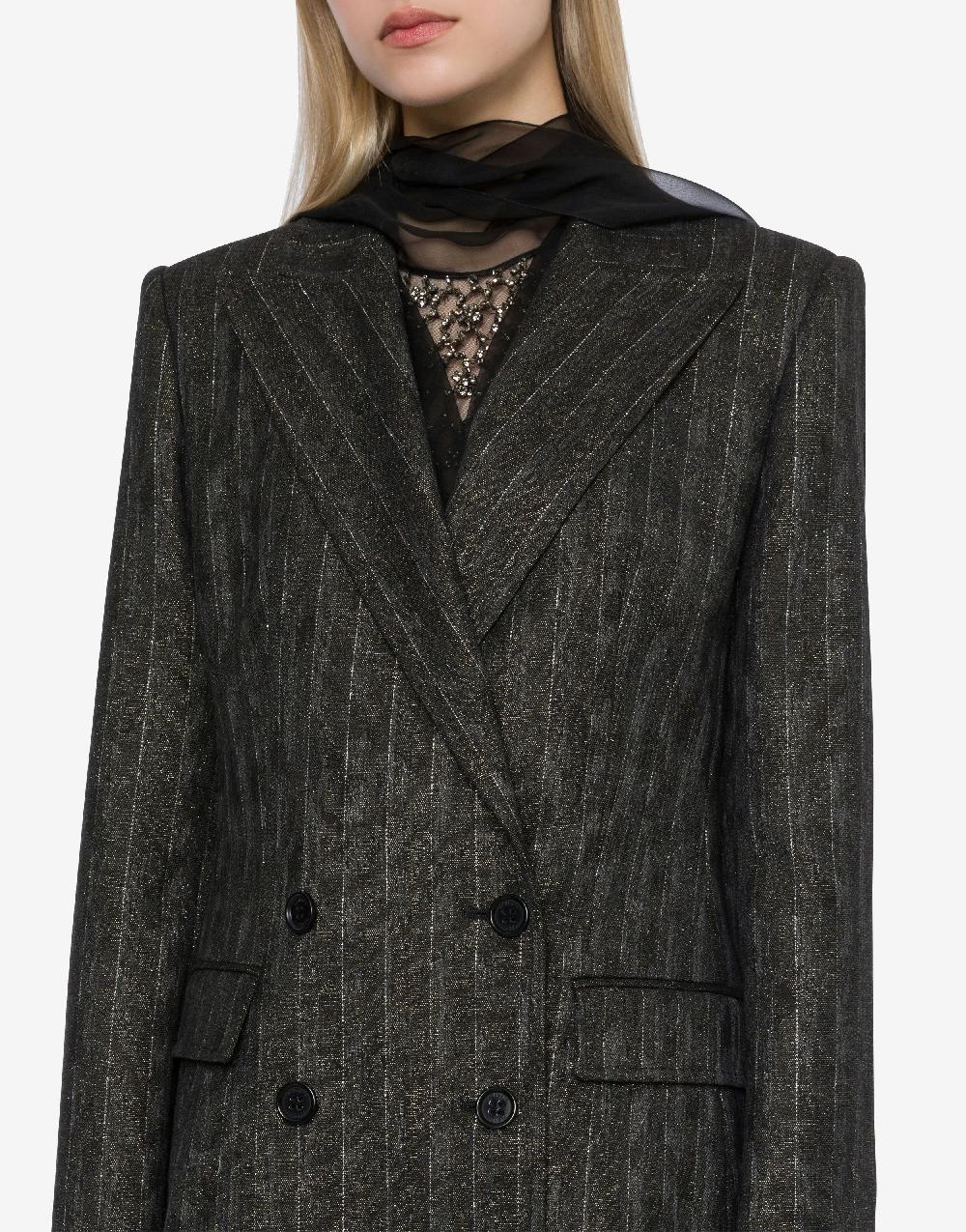Alberta Ferretti Giacca doppiopetto in gessato lurex In Vendita