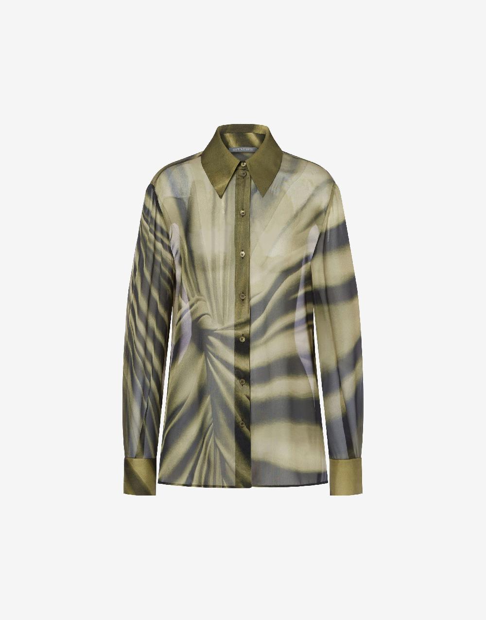 Alberta Ferretti Camicia in chiffon con stampa Drappeggio