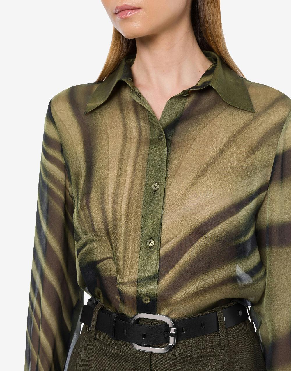 Alberta Ferretti Camicia in chiffon con stampa Drappeggio Saldi