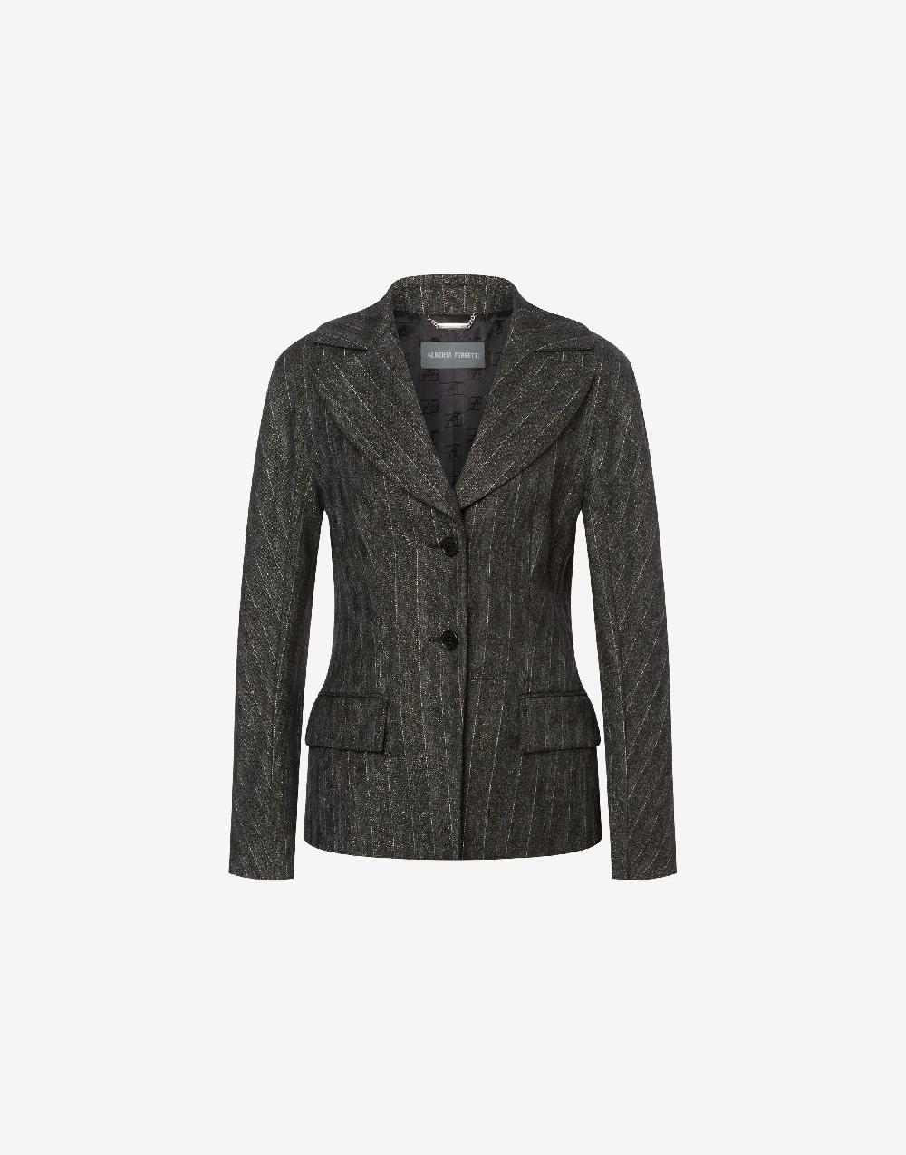 Alberta Ferretti Giacca in gessato lurex Hotsell