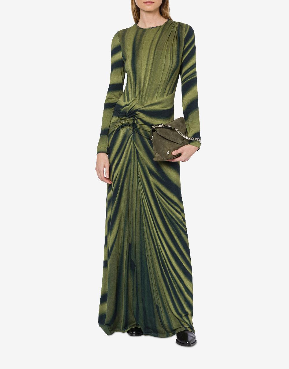 Alberta Ferretti Abito lungo in jersey con stampa drappeggio Vendita Economica