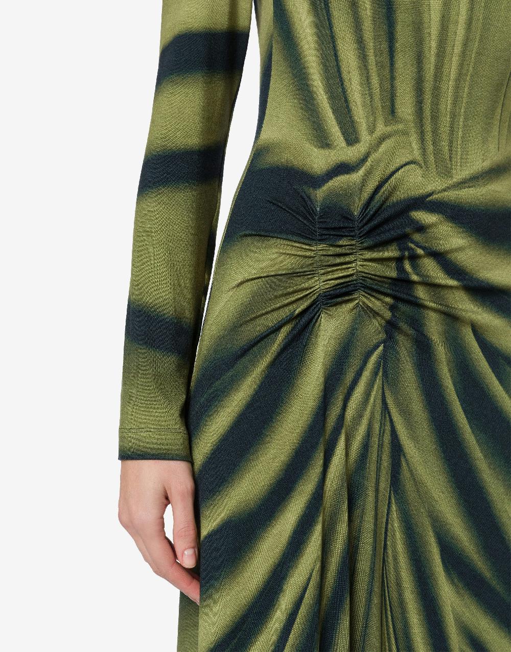 Alberta Ferretti Abito lungo in jersey con stampa drappeggio Vendita Economica