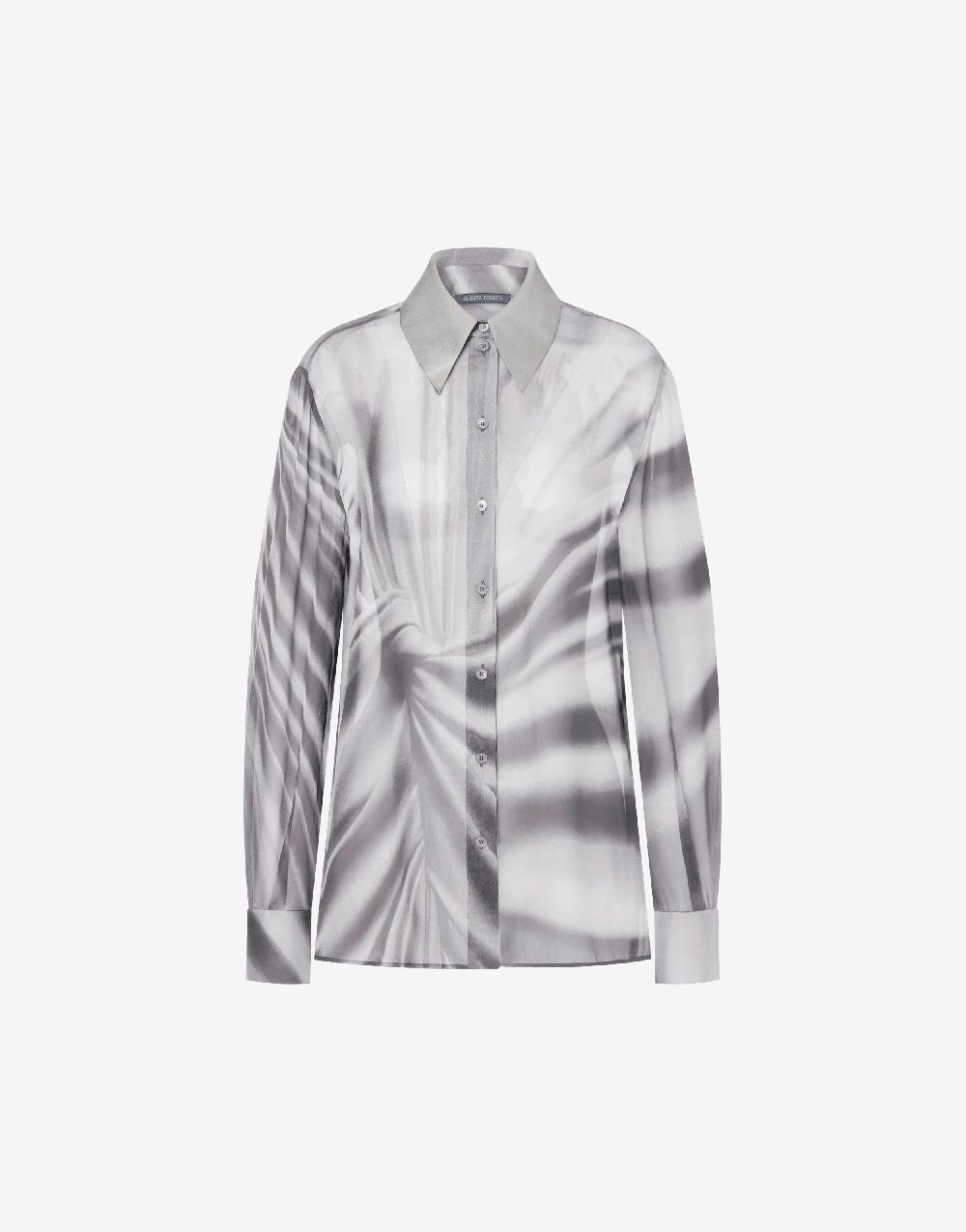 Alberta Ferretti Camicia in chiffon con stampa Drappeggio Nuovo