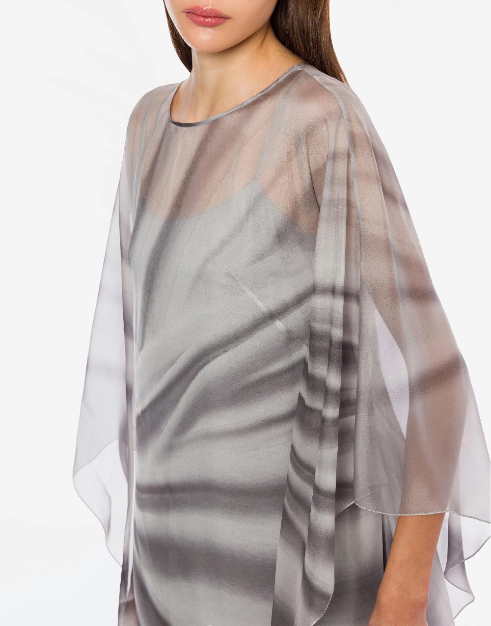 Alberta Ferretti Abito lungo in chiffon con stampa drappeggio Vendita
