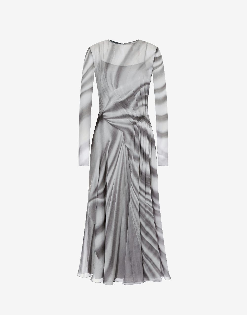 Alberta Ferretti Abito longuette in chiffon con stampa Drappeggio Consegna Veloce