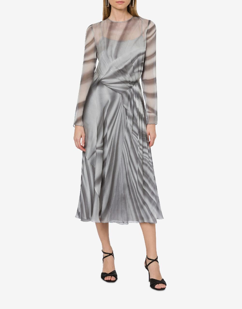 Alberta Ferretti Abito longuette in chiffon con stampa Drappeggio Consegna Veloce