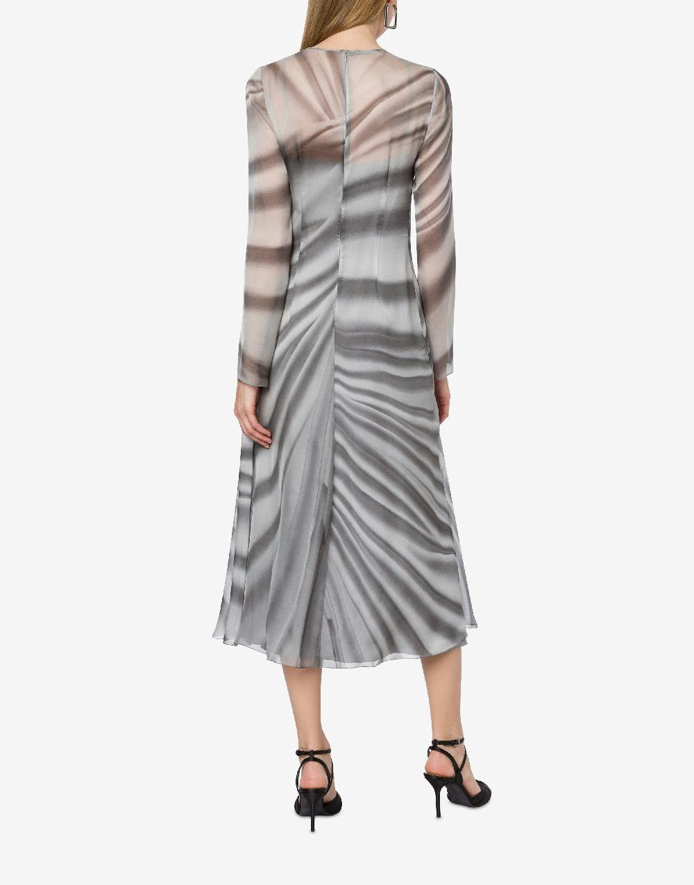 Alberta Ferretti Abito longuette in chiffon con stampa Drappeggio Consegna Veloce