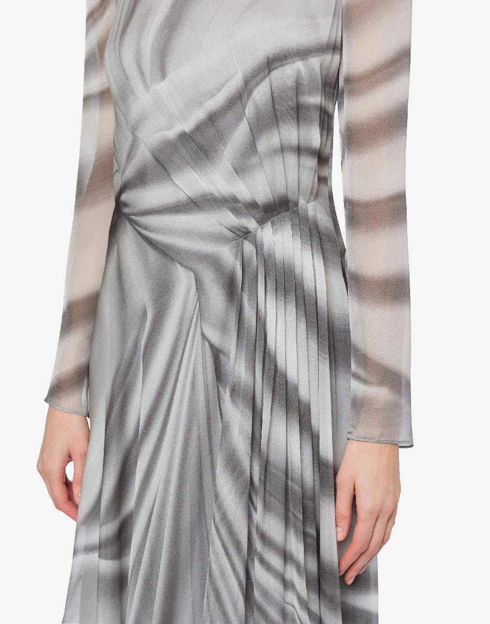 Alberta Ferretti Abito longuette in chiffon con stampa Drappeggio Consegna Veloce