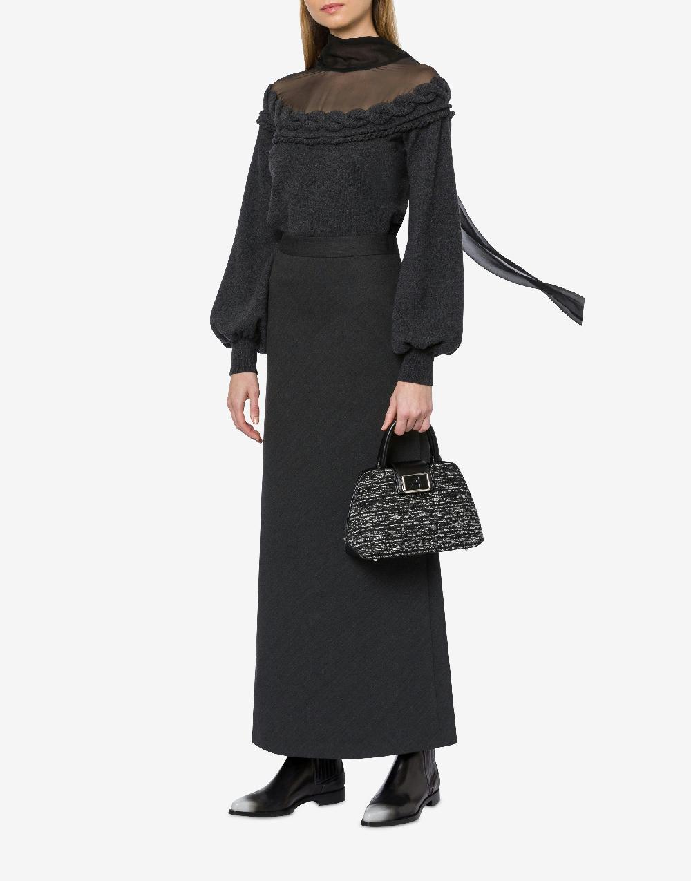 Alberta Ferretti Maglia in lana cashmere e chiffon Fino Al -60%