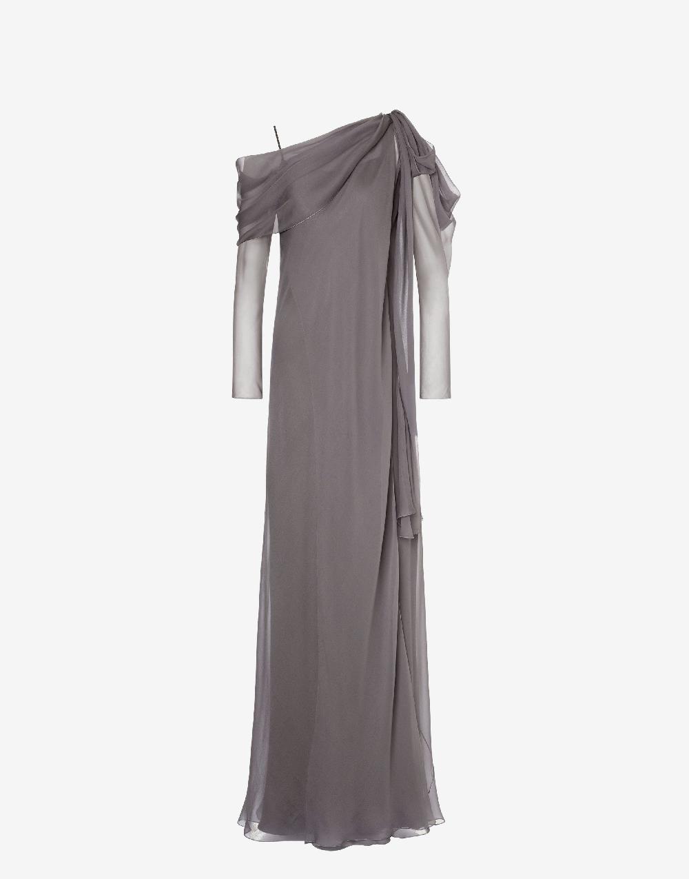 Alberta Ferretti Abito lungo in chiffon con drappeggi Affare Del Giorno