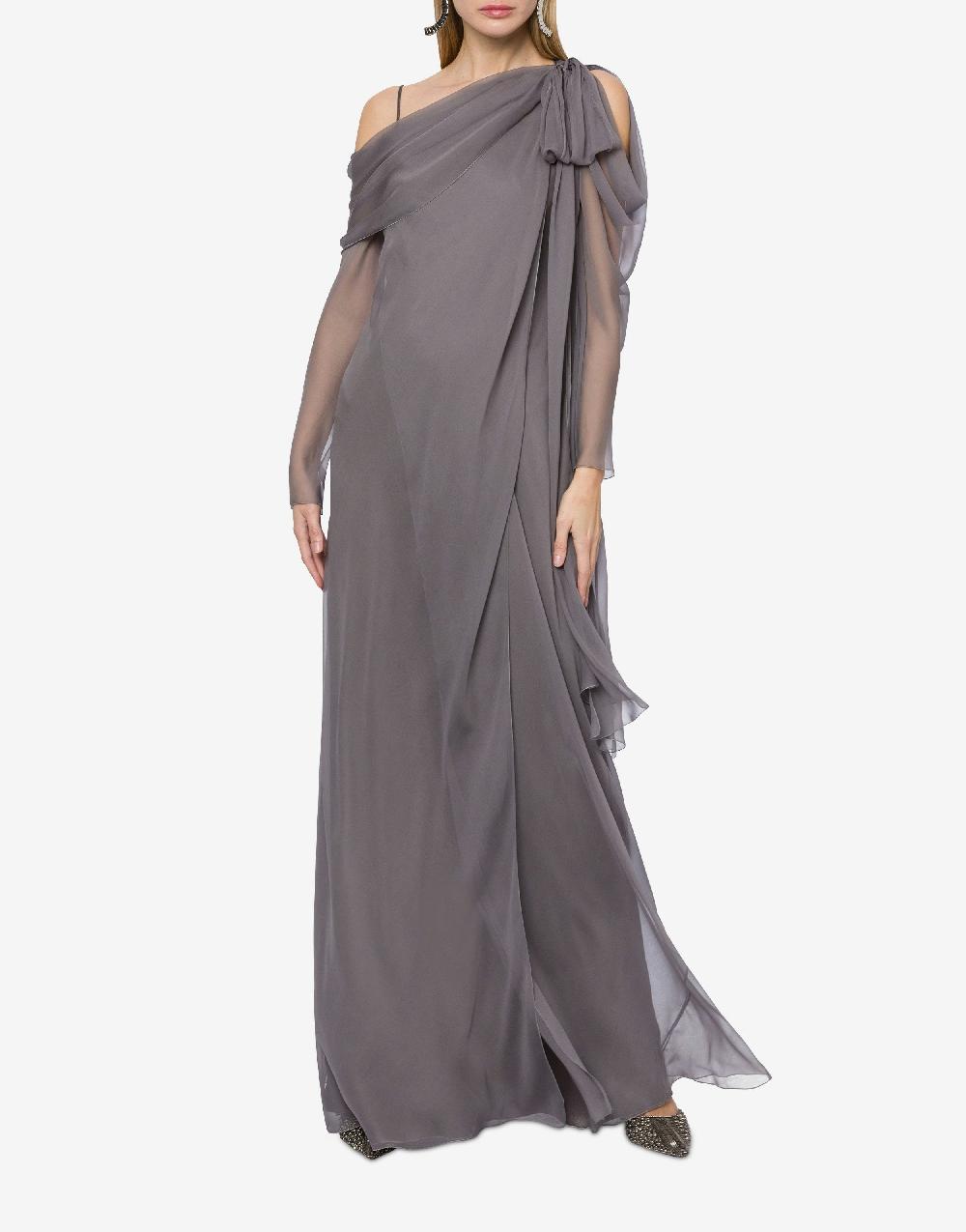 Alberta Ferretti Abito lungo in chiffon con drappeggi Affare Del Giorno
