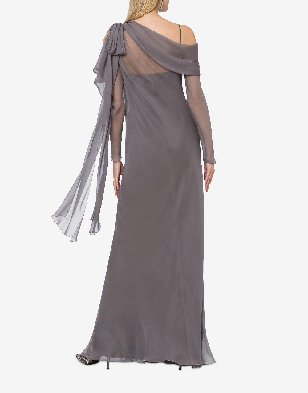 Alberta Ferretti Abito lungo in chiffon con drappeggi Affare Del Giorno