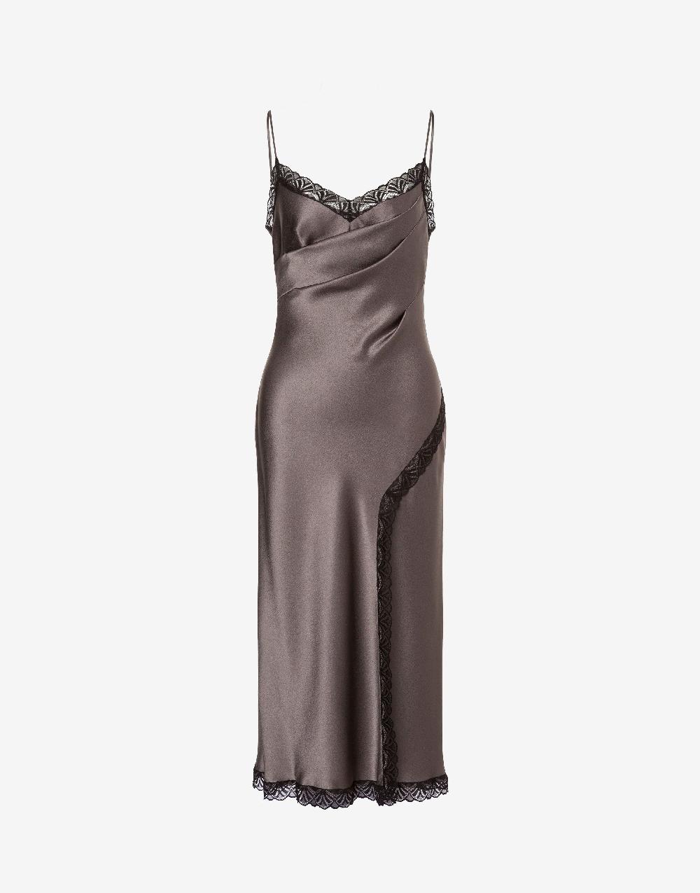 Alberta Ferretti Abito sottoveste in raso con pizzo
