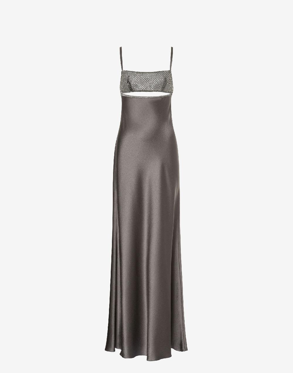 Alberta Ferretti Abito in raso con cut-out e ricamo Sottocosto