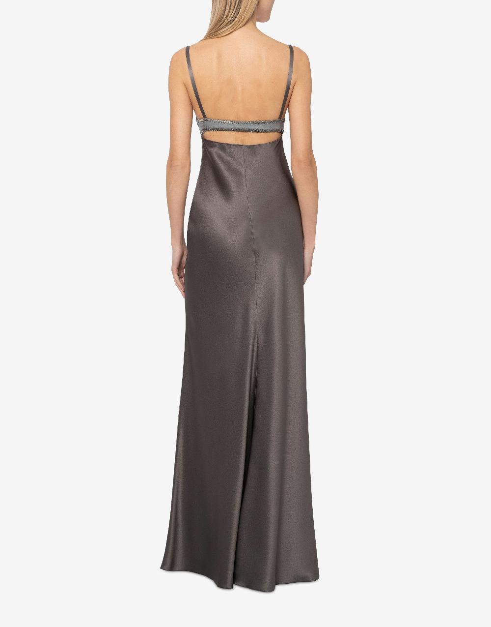 Alberta Ferretti Abito in raso con cut-out e ricamo Sottocosto