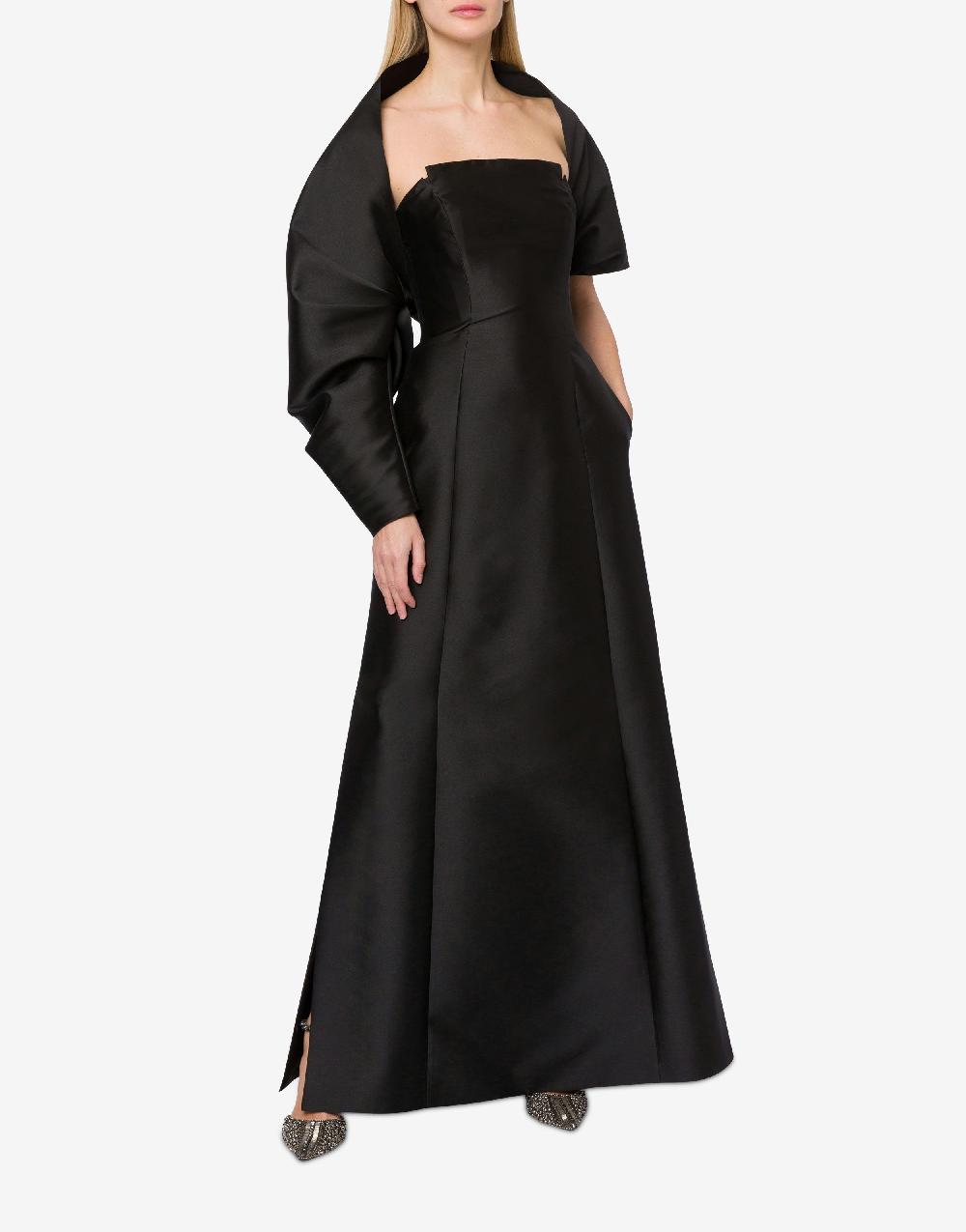 Alberta Ferretti Abito lungo in mikado con coprispalle Offerta