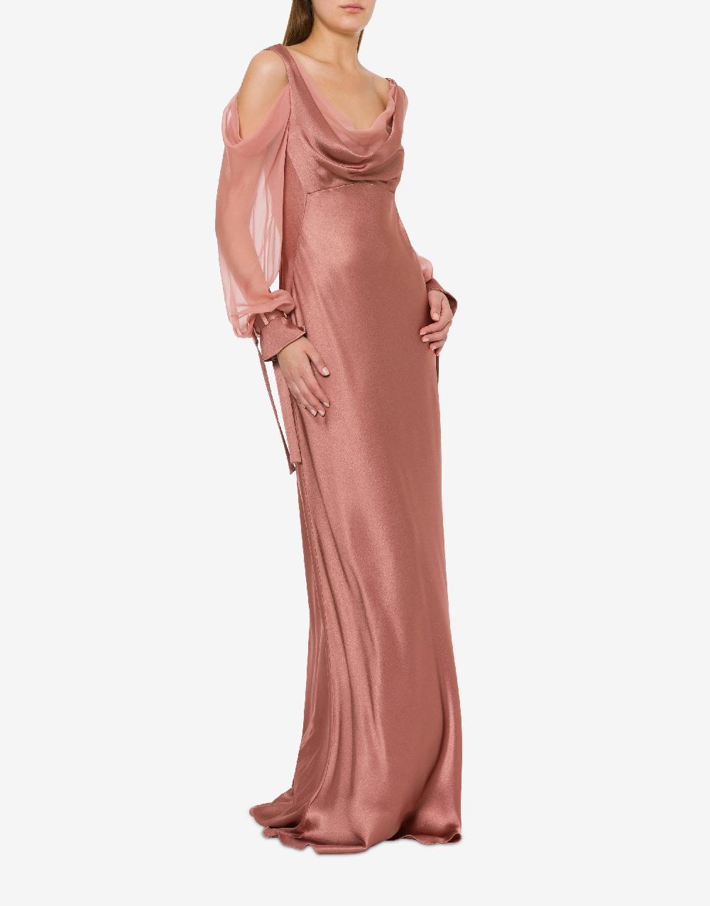 Alberta Ferretti Abito in raso con maniche in chiffon Online