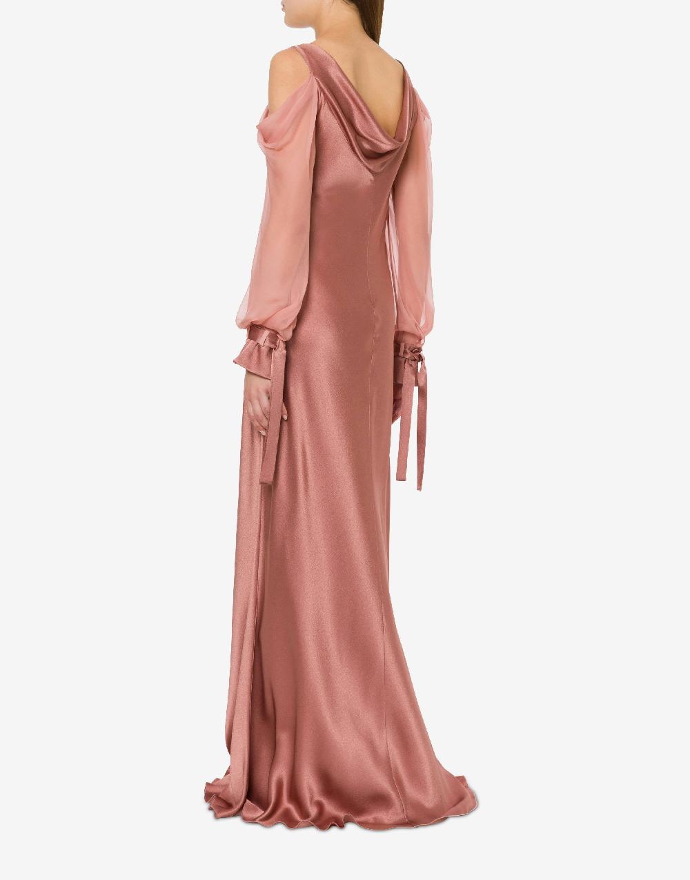 Alberta Ferretti Abito in raso con maniche in chiffon Online