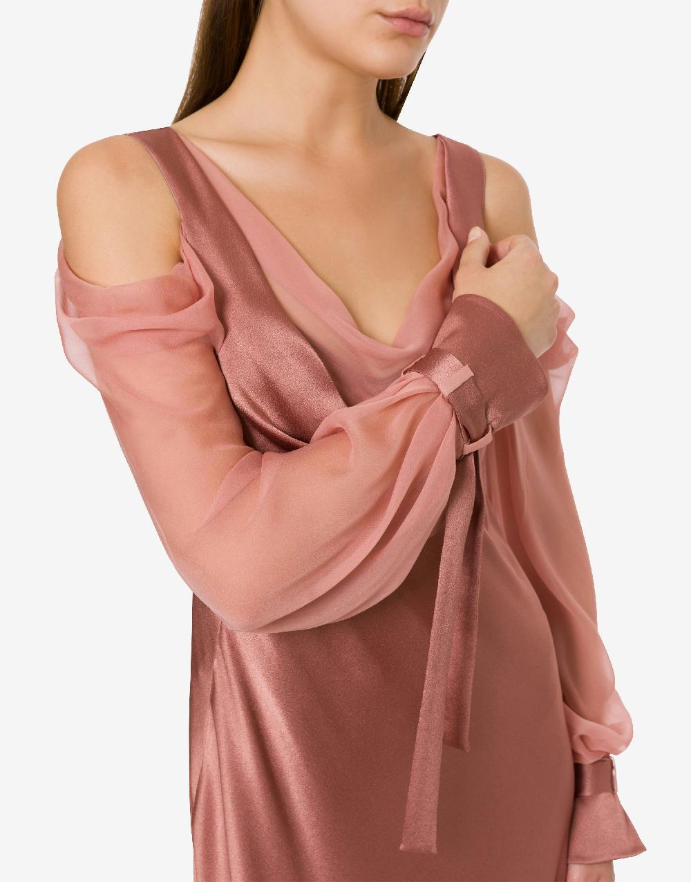 Alberta Ferretti Abito in raso con maniche in chiffon Online