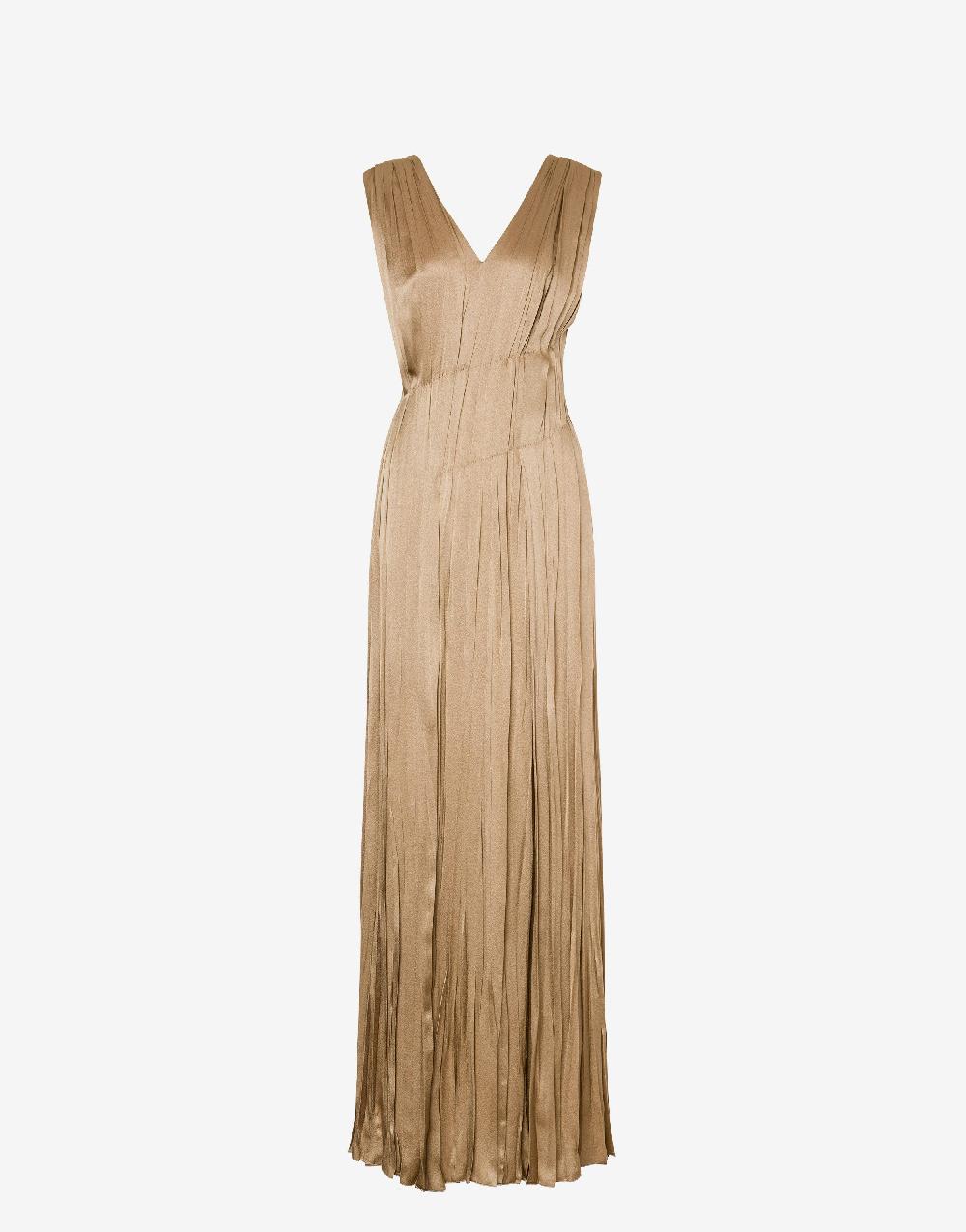 Alberta Ferretti Abito lungo in raso con plissé