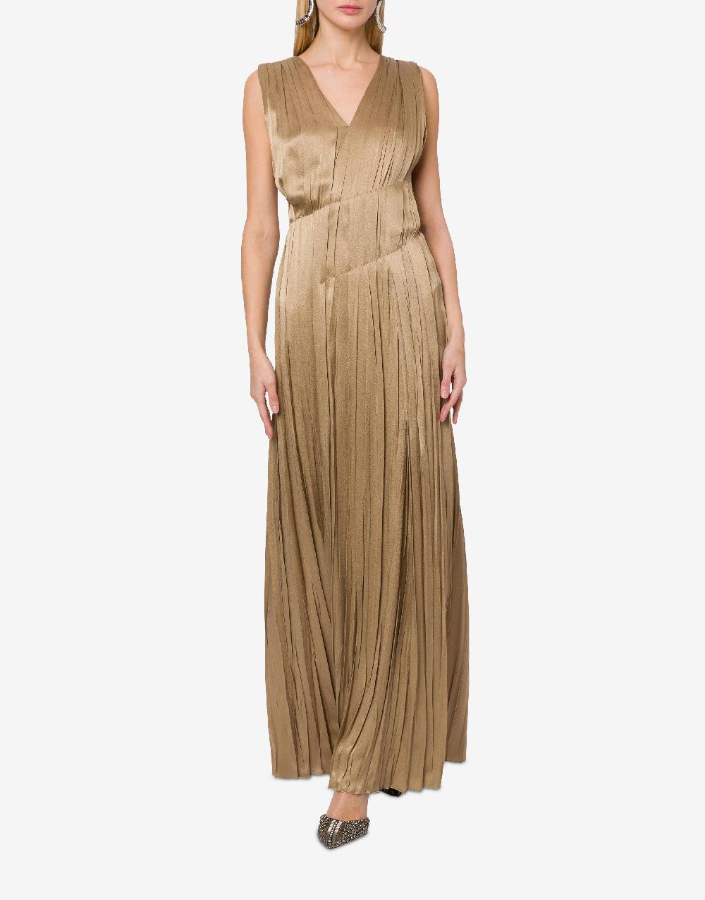 Alberta Ferretti Abito lungo in raso con plissé Saldi