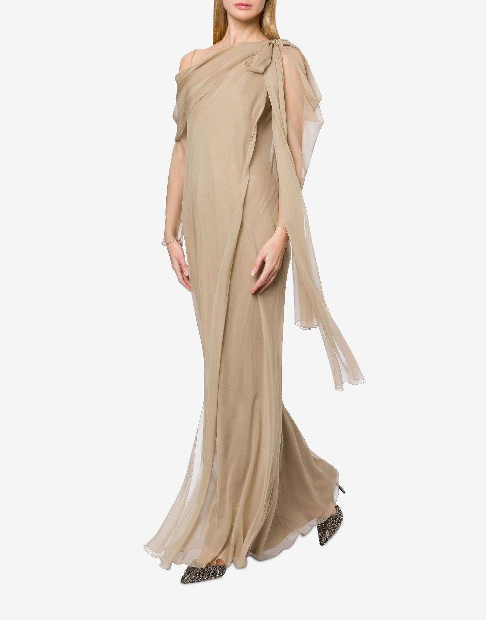 Alberta Ferretti Abito lungo in chiffon con drappeggi Vendita Calda