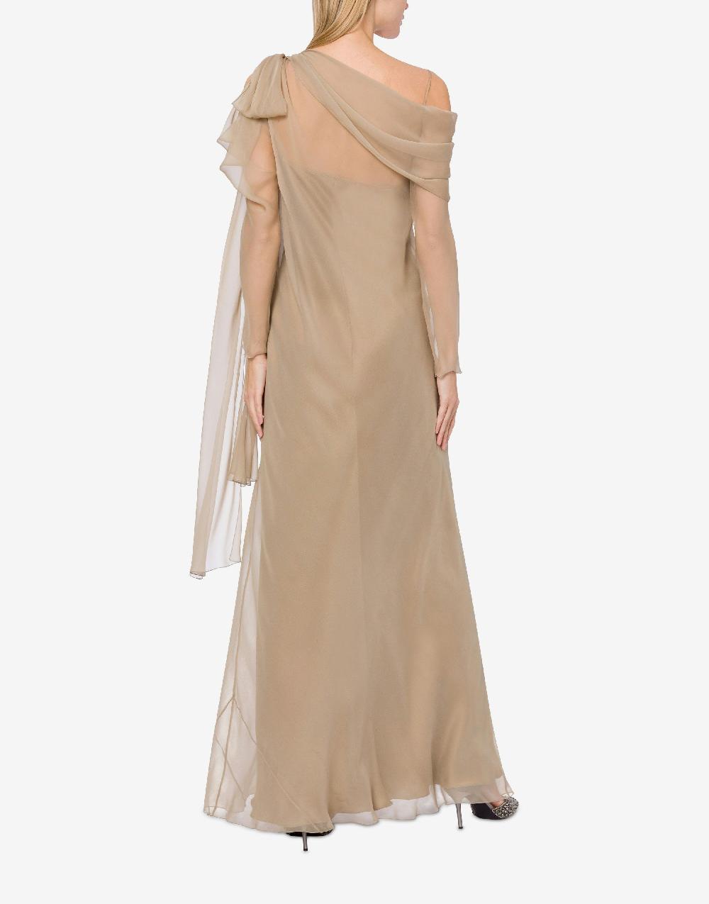 Alberta Ferretti Abito lungo in chiffon con drappeggi Vendita Calda