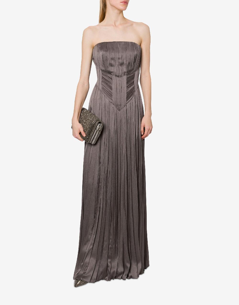 Alberta Ferretti Abito bustier in raso plissé Vendita Economica