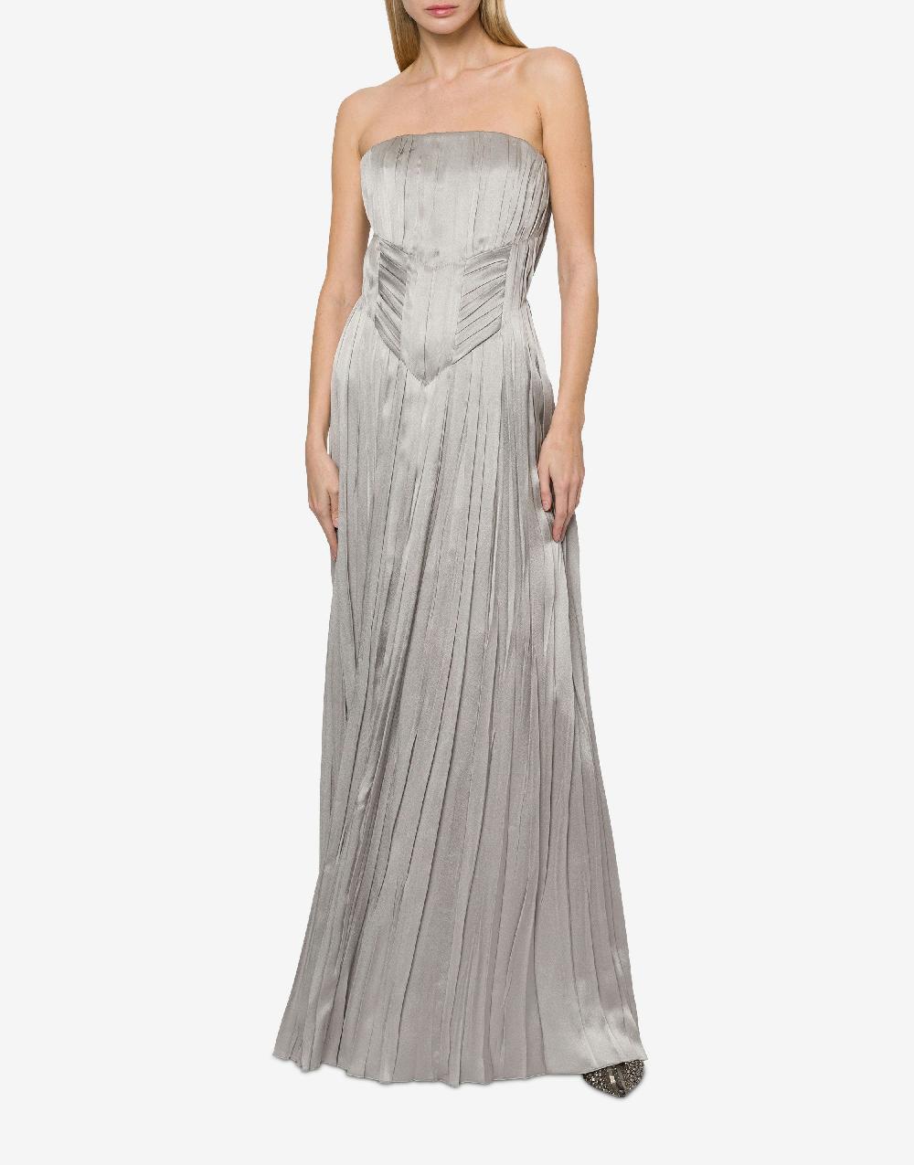 Alberta Ferretti Abito bustier in raso plissé Saldi Di Fabbrica