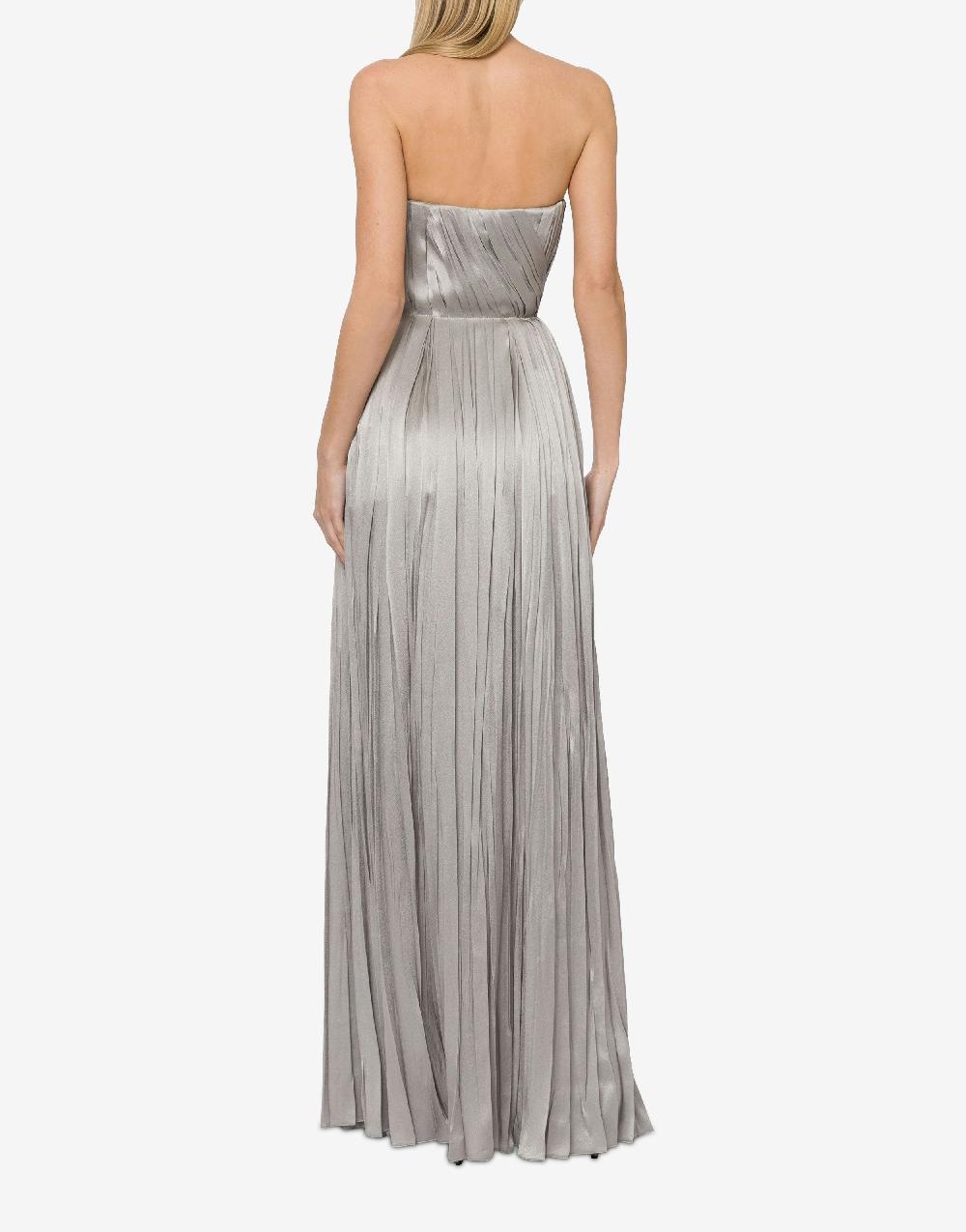 Alberta Ferretti Abito bustier in raso plissé Saldi Di Fabbrica