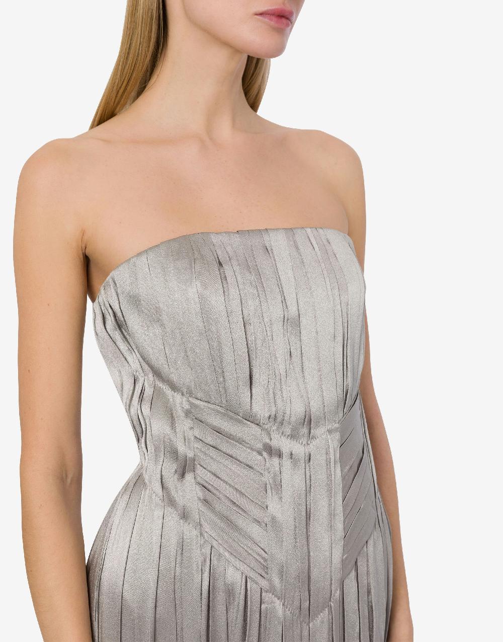 Alberta Ferretti Abito bustier in raso plissé Saldi Di Fabbrica