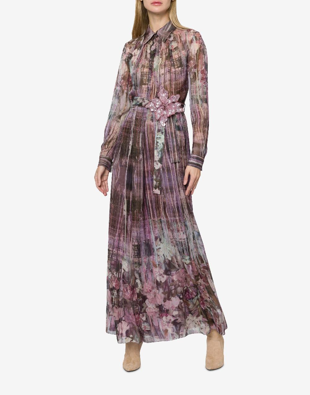 Alberta Ferretti Abito in chiffon con stampa Dripping Roses I Più Venduti