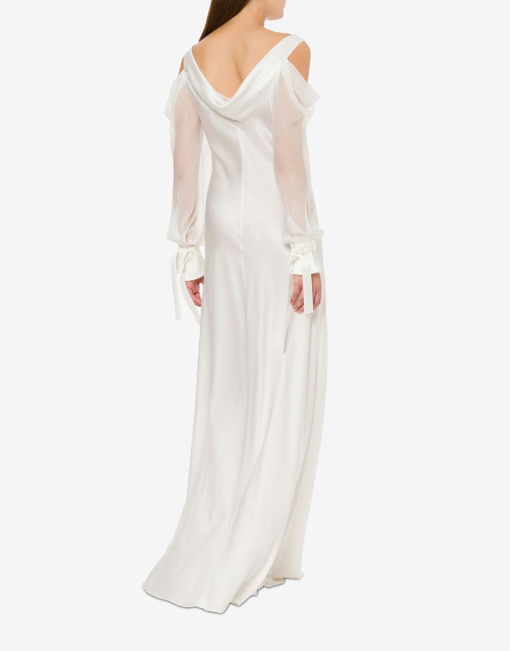 Alberta Ferretti Abito in raso con maniche in chiffon Nuova