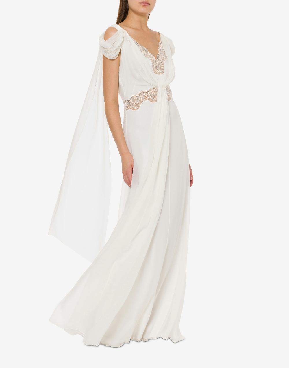 Alberta Ferretti Abito in chiffon con pizzo e drappi Moda