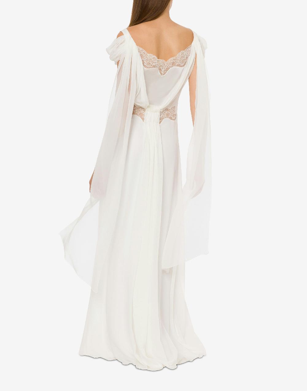 Alberta Ferretti Abito in chiffon con pizzo e drappi Moda