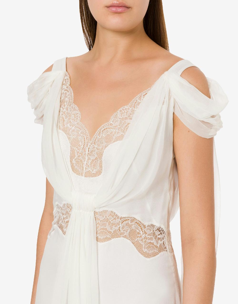 Alberta Ferretti Abito in chiffon con pizzo e drappi Moda