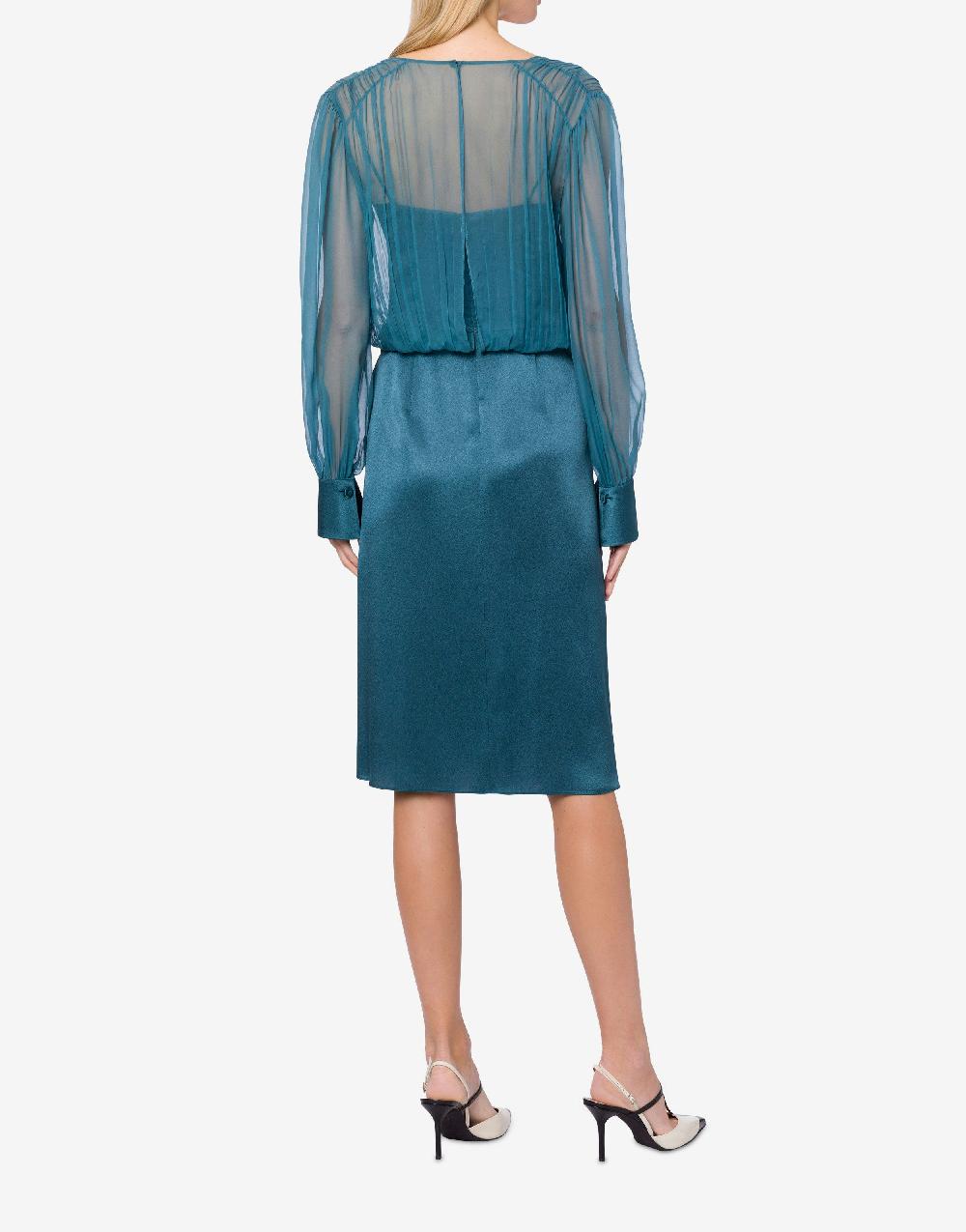 Alberta Ferretti Abito midi in raso e chiffon Italy
